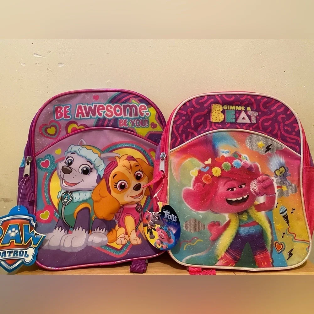 Trolls and Paw Patrol Bookbags